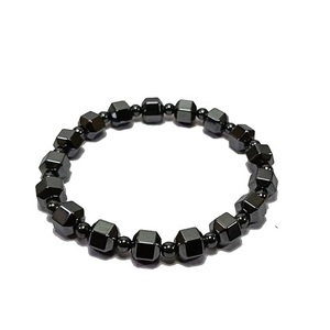 Handmade Crystal <b>Bracelet</b> with Hematite Cube & Round <b>Beads</b> Fashion Jewelry for <b>Men</b> and Women Feng Shui Style Energy Gift - Product Image 1