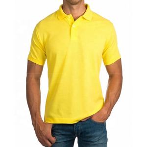 Polo à manches courtes pour hommes en coton de haute qualité à séchage rapide anti-rides tissu de jersey tricoté foncé imprimé solide pour le golf - Product Image 1