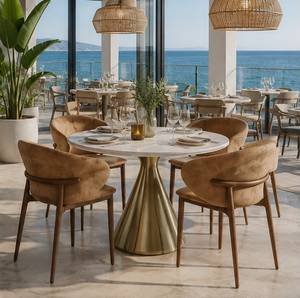 Tables et chaises de restaurant en bois personnalisées, directement de l'usine, design moderne, mobilier de salle à manger commercial rembourré, provenance Turquie - Product Image 3