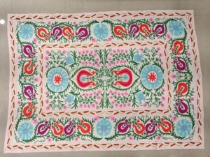 Manta Decorativa de Algodón 100% con Bordado Tradicional Aari Phulkari Hecho a Mano en Colores Vivos, Cubrecama, Cubremesa - Product Image 4