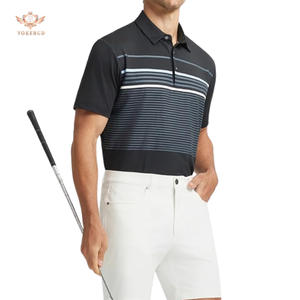 เสื้อโปโลผู้ชายแขนสั้นแห้งพอดีตัว, เสื้อกอล์ฟลายทางลำลองน้ำหนักเบาเสื้อกีฬาฤดูร้อน - Product Image 4