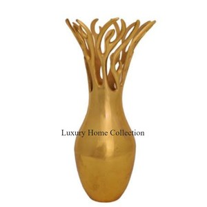 Strips Round Shape Home Decor Vase Golden Color Tabletop and Floor Decorative <b>Artificial</b> or Original <b>Flower</b> Pots <b>Large</b> Shape - Product Image 5
