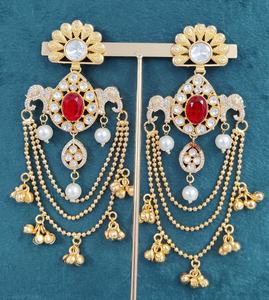 Pendientes de Cachemira Polki de Primera Calidad con un Hermoso Diseño de Elefante, Ideales para Bodas, Fiestas y Ocasiones Festivas - Product Image 5