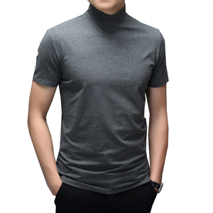 T-shirts personnalisés en coton peigné à col montant T-shirt décontracté à manches courtes pull mince basique hauts T-shirts sur mesure Vente en gros - Product Image 1