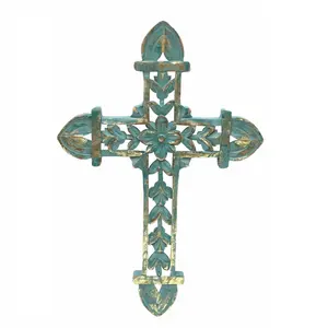 Spot Decor Accents of Faith croce da parete in legno multicolore decorativa e realizzata a mano croce cristiana rifinita in legno invecchiato