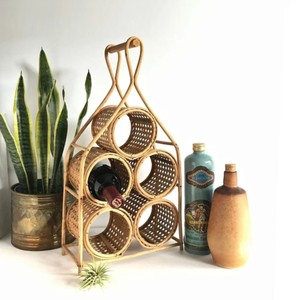 Porte-bouteilles en rotin moderne, support d'affichage pour comptoir/plan de travail, organisateur de rangement, meubles de maison, décoration d'intérieur antique - Product Image 4