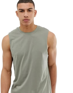 220g logotipo personalizado Vintage lavado rasgado desgastado chaleco 100% algodón Color sólido sin mangas camisetas para hombres - Product Image 4