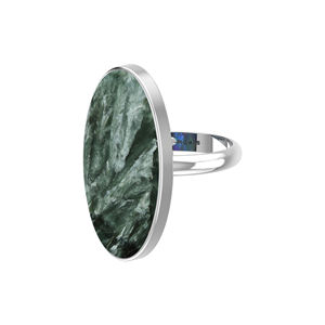 Bague de fiançailles unisexe en argent sterling 925, finition haut de gamme, sertie de seraphinite, forme ovale, poire, style classique - Product Image 3