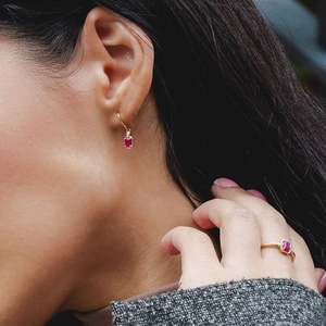 Classic Ruby Baguette Diamond <b>Ring</b> Yellow Gold Plated 925 Sterling Silver Elegant Jewelry Gift For Women Fine Custom <b>Ring</b> - Product Image 3