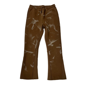 Heavyweight Acid Wash Flare Sweatpants <b>Elastic</b> Waist Distressed Bottom Flared Screen Print Design Long Drawstring <b>Men</b> <b>Trousers</b> - Product Image 1