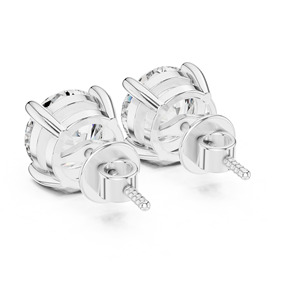 Boucles d'oreilles en or blanc 14 carats avec diamants de laboratoire rares, 4 carats, taille brillant rond, plaqué rhodium, certifiées, unisexes - Product Image 6