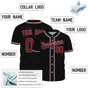 Custom Heat-Transfer Printed Baseball Jerseys <b>Men</b> Anti-UV 100% Polyester Team Numbers Short Sleeve V-neck 260g Four-Way Sports - Product Image 4