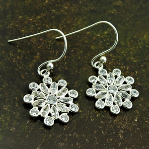 Pendientes colgantes con forma de flor de Plata de Ley 925 de Zirconia cúbica blanca para mujer y niña, joyería hecha a mano, nuevo pendiente de plata caliente - Product Image 4