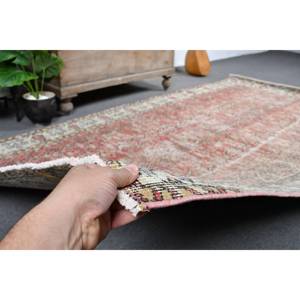 พรมตุรกีโบราณสีแดงสีเบจ4.7 x 8.3ft พื้นที่ขนาดใหญ่การเย็บปะติดปะต่อกันด้วยผ้าขนสัตว์สำหรับห้องโถงห้องนอนยางสำหรับห้องนั่งเล่น - Product Image 4