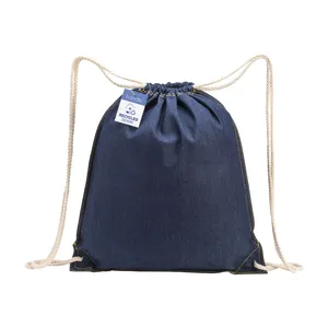 Zaino in Denim Riciclato Sostenibile per Sport e Trasporto di Gadget, Zainetti Sportivi Promozionali con Coulisse - Product Image 3