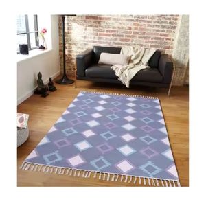 Produits les plus vendus Tapis en coton personnalisés Impression à la main Tapis indiens tissés à la main brodés Qualité supérieure Tapis en coton personnalisés Vente - Product Image 3