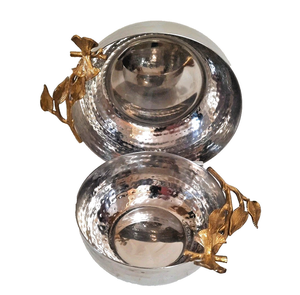 Meilleure qualité bol de service en acier inoxydable événements feuille décorative conception vente la plus vendue meilleur prix - Product Image 5