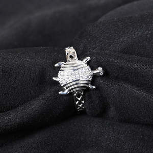 NOVAMART Fine Buy Premium 925 Pure Sterling <b>Silver</b> <b>Rings</b> for <b>Men</b> Rhodium Plated with Geometric Pattern Diamond Zircon Inlay Wedd - Product Image 2