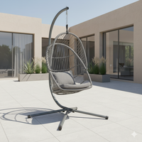 Fauteuil suspendu moderne en acier avec support, chaise à bascule d'extérieur avec coussin imperméable pour patio, jardin, balcon, école et parc