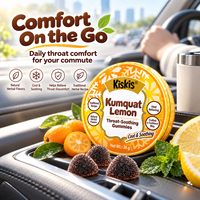 KisKis Gommes Apaisantes pour la Gorge au Kumquat et Citron, Soin Herbal Chinois pour la Gorge, Gommes Dures avec Jus de Fruits Naturels