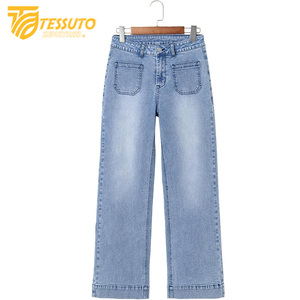 Pantalones cargo de cintura alta para mujer Vaqueros de cintura alta elegantes - Product Image 1
