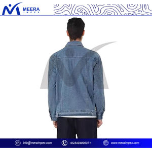 Veste en jean à la mode pour hommes veste en jean bleu coupe ajustée pour hommes classique look vintage mode streetwear décontracté manteau de vêtements d'extérieur élégants - Product Image 4