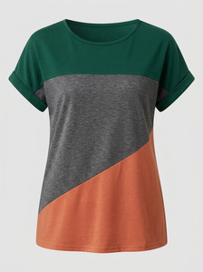 Camiseta de Mujer de Talla Grande, Ligera, con Patrón Sólido, Corte Holgado, Transpirable, Estilo Verano, Cuello Redondo, Servicio OEM - Product Image 6