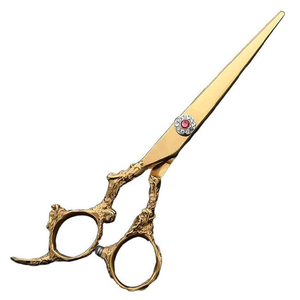 Ciseaux de coiffeur en or de qualité supérieure Offre Spéciale lame mince en acier inoxydable avec pointe pointue et conception de poignée décalée en acier - Product Image 6