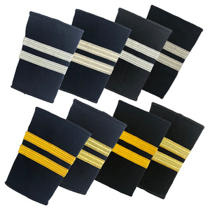 เครื่องหมายยศนักบินชั้นเรียนแบบ <span class=keywords><strong>2</strong></span> แถบ สีทองเมทัลลิกบนพื้นดำ - Product Image 2
