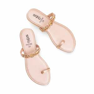 Sandales à talons dorées FN0756 Chappal élégant de fantaisie avec un design complexe - Product Image 1