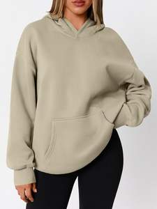 Sudadera con capucha de gran tamaño para mujer al por mayor con aberturas laterales, Jersey de algodón, Sudadera con capucha de moda informal personalizada - Product Image 4