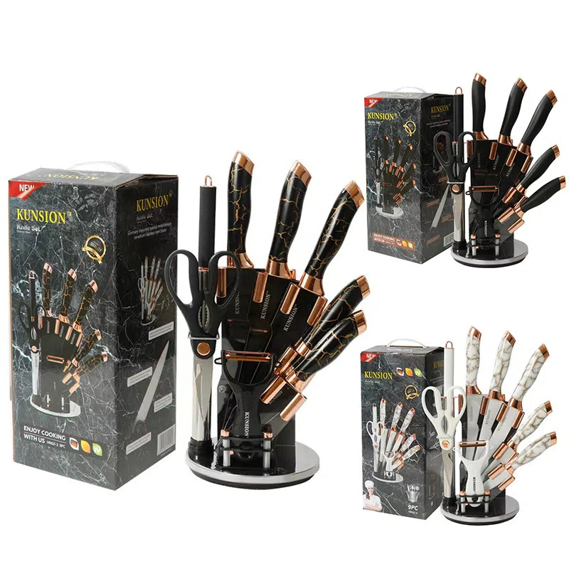 9-Piece Kitchen Knife Set – Elegant Household & Professional Knife Collection