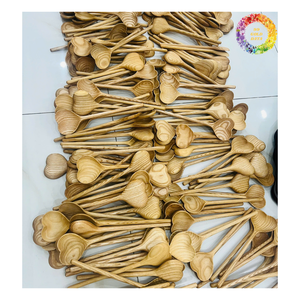 Petites cuillères en bois, 100% cuillère en bois de teck naturel, cuillère en bois d'acacia, ensemble fourchette et couteau en bouleau et cuillère à soupe en bois classique - Product Image 4