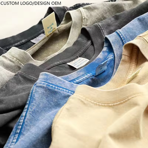 Camiseta para hombre 100% algodón 280 Gsm de gran tamaño Unisex ropa de calle de peso pesado gráfico Vintage lavado ácido personalizado Puff camiseta para hombre - Product Image 1