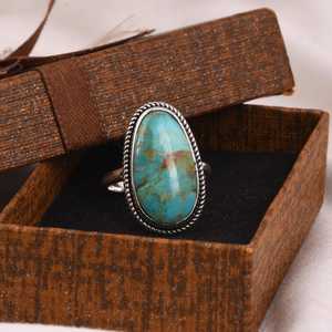 Bague de mariage de luxe en argent sterling avec agate de Kingman, bijoux artisanaux bohèmes du sud-ouest, bague en pierre précieuse faite à la main, cadeau unique pour elle - Product Image 3