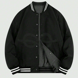 High Quality Men's Bomber <b>Jacket</b> with Custom Embroidery Striped Trim & Slant Pockets <b>Varsity</b> <b>Jacket</b> Oversized - Product Image 1