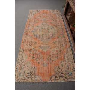 Vintage 39X83 pieds Orange Beige tapis turc classique grande surface 4m Rectangle couloir motif laine jonc de mer Latex tapis de chambre - Product Image 1