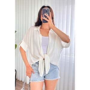 Kimono basique à manches courtes en gros - Blouse écru - Product Image 2