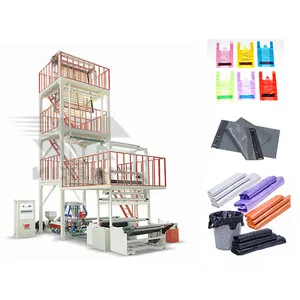 Single Two Three Layer Blow Molding Extruder Biodegradable Ldpe Hdpe Lldpe Pe Plastic Film Blowing Extrusion Machine