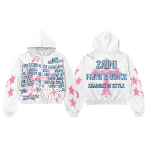 Sweat à capuche pour homme en coton et polyester tissé 350g avec fermeture éclair, logo personnalisé, vert fluo, finition vieillie, brodé, streetwear d'hiver - Product Image 1