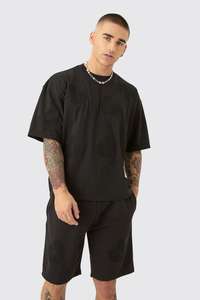 Ropa de verano para hombre, Conjunto de camiseta y pantalones cortos con apliques de corazón, conjunto doble de alta calidad, conjunto de gimnasio transpirable - Product Image 3