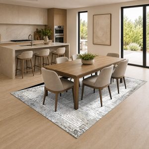 Tapis de salon LXDP-0810 gris argenté traditionnel oriental imprimé numériquement, lavable en machine, en chenille, antidérapant, vente en gros - Product Image 4
