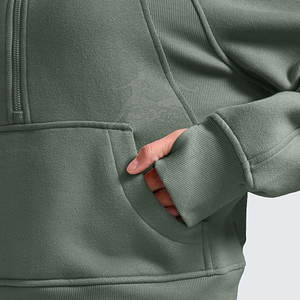 Sudadera cálida con media cremallera con ajuste relajado y cordón ajustable para uso durante todo el día Sudadera con capucha de media cremallera de estilo informal - Product Image 5
