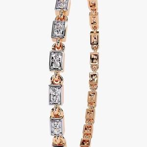 Tenis de moissanita de corte esmeralda elegante para mujer para pulsera, brazalete de moda de acero inoxidable de oro rosa de Ley 925 para bodas - Product Image 1