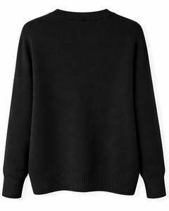 Pull en tricot noir pour femme, style enveloppant, manches longues, col en V, doux, décontracté, haut d'hiver élégant, pull tendance pour femme pour un usage quotidien - Product Image 2