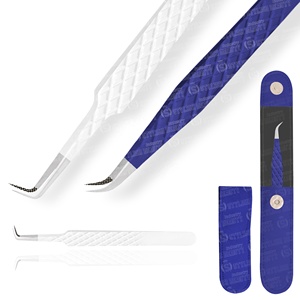 Pince à épiler professionnelle de haute qualité en acier inoxydable pour extensions de cils, emballage en pochette, légère, logo personnalisé - Product Image 2