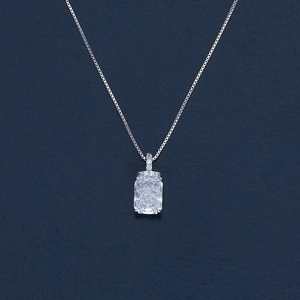 92.5 Silver <b>Pendant</b> with Link Chain <b>Emerald</b> Cut Zircon Diamond for Wedding Engagement Party Gift Number Shape Pattern 180873 - Product Image 1
