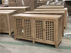 Antique Rustic Finish Modern Farmhouse Style Solid Mango <b>Wood</b> Natural Carved <b>Storage</b> Console Cabinet for Bedroom and Bathroom - Product Image 4