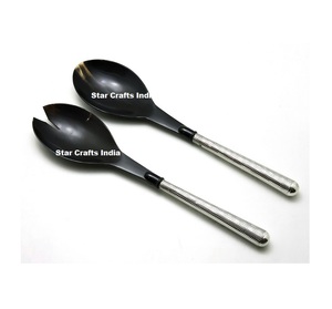 Nordic Style Horn Salad Server Spoon Sets Customized Natural Horn Kitchen Serving Tools Fancy <b>Gifts</b> Housewarming At Wholesale - Product Image 2