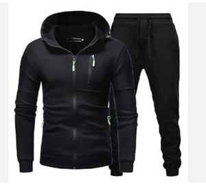 เซ็ตกางเกงฮู้ดแขนยาวสำหรับผู้ชายเสื้อกีฬาลำลองสีเข้ากัน - Product Image 5